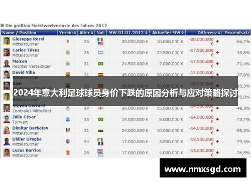 2024年意大利足球球员身价下跌的原因分析与应对策略探讨