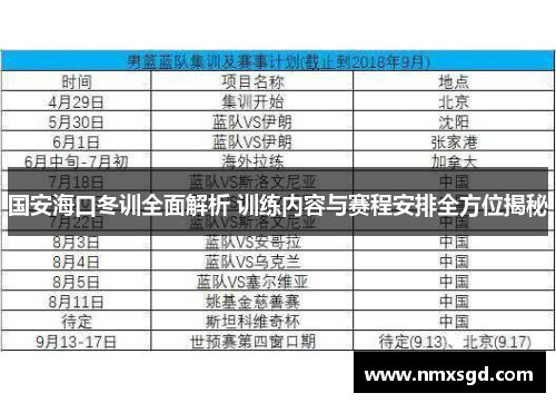 国安海口冬训全面解析 训练内容与赛程安排全方位揭秘